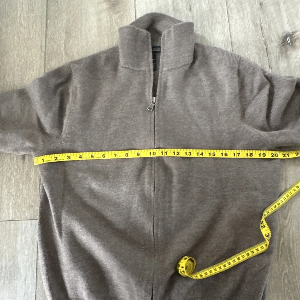 Banana Republic Sweater Mens Large Brown Italian Merino Wool Full Zip Mock Neck